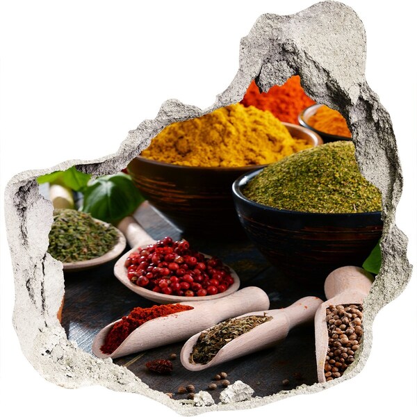 Autocolant gaură 3D Condimente colorate în bucătărie