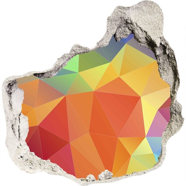 Fototapet un zid spart cu priveliște Geometrie colorată într-o gaură din perete