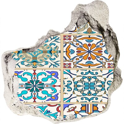 Fototapet 3D gaură în perete Plăci colorate în stil marocan