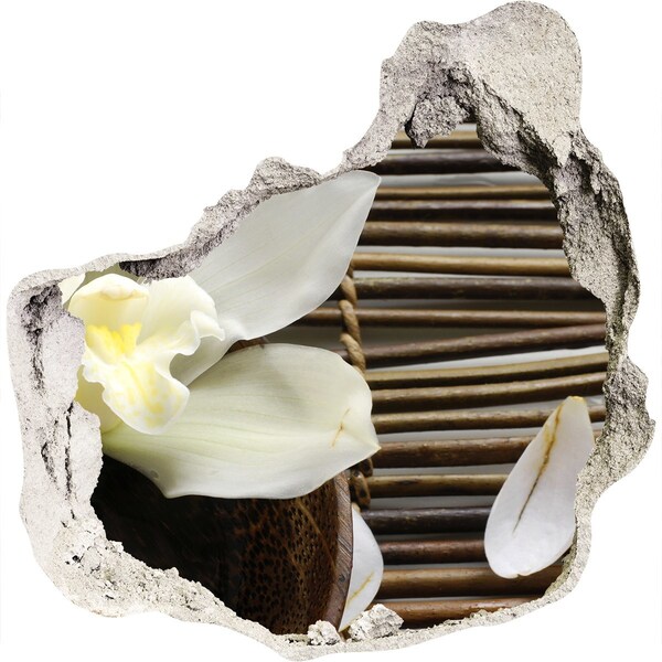 Autocolant 3D gaura cu priveliște O oază florală printre pietre