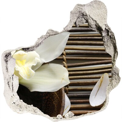 Autocolant 3D gaura cu priveliște O oază florală printre pietre