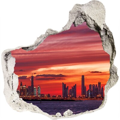 Autocolant de perete gaură 3D Apus de soare peste Dubai
