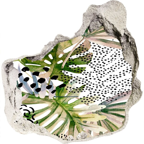 Autocolant un zid spart cu priveliște Grădină tropicală cu gaură în perete