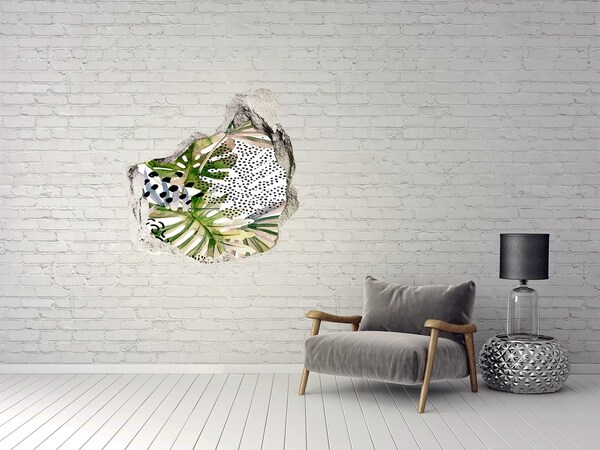 Autocolant un zid spart cu priveliște Grădină tropicală cu gaură în perete