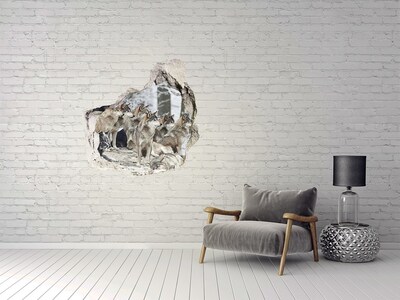 Fototapet un zid spart cu priveliște Lupii în habitatul lor natural