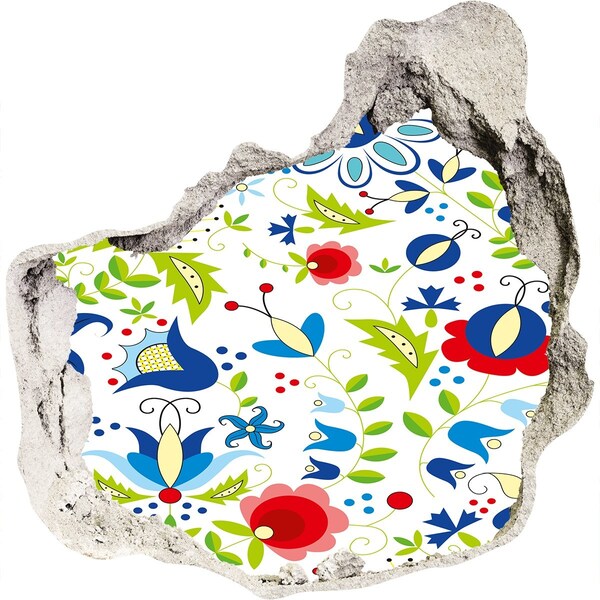 Autocolant de perete gaură 3D Model floral pe un fundal de beton
