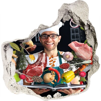 Fototapet 3D gaură în perete Nebunie în bucătărie