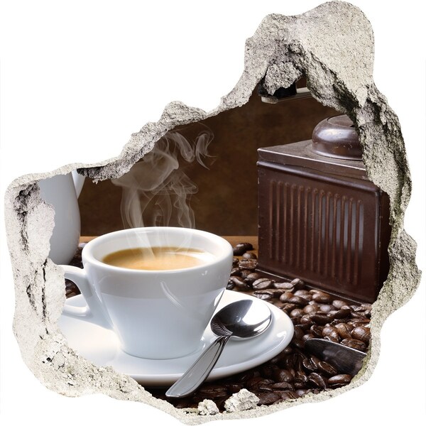 Autocolant de perete gaură 3D Cafea într-o cafenea