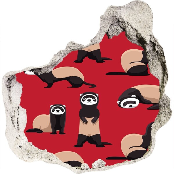 Fototapet un zid spart cu priveliște Dihori ciudați într-o gaură de perete