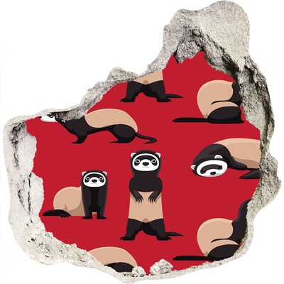 Fototapet un zid spart cu priveliște Dihori ciudați într-o gaură de perete