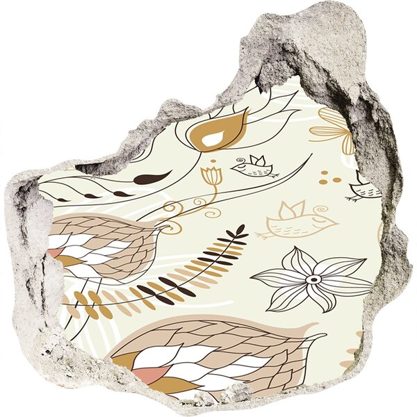 Autocolant un zid spart cu priveliște Păsări de primăvară în grădină