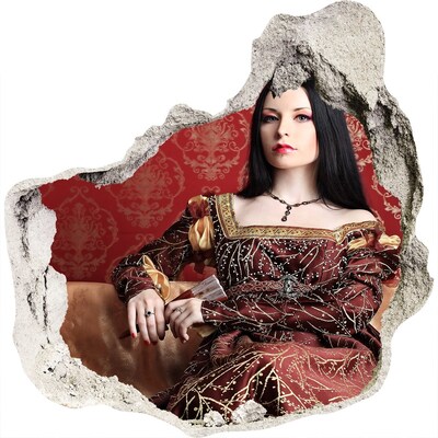 Autocolant 3D gaura cu priveliște Prințesa în ruine