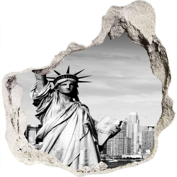 Fototapet un zid spart cu priveliște Statuia Libertății din New York