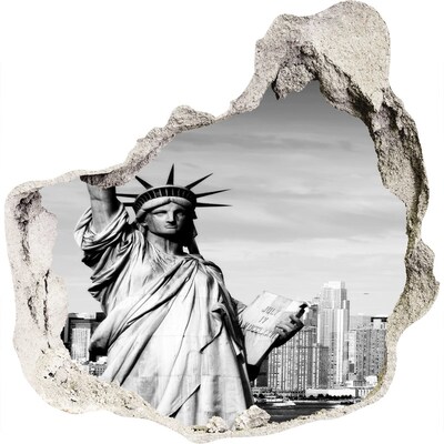 Fototapet un zid spart cu priveliște Statuia Libertății din New York