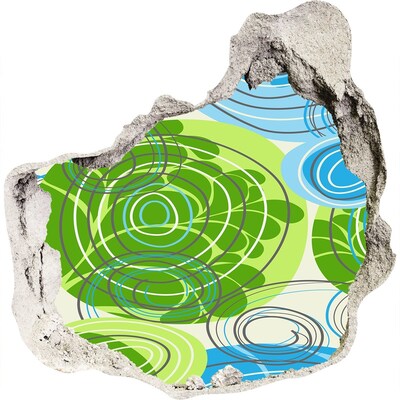 Autocolant un zid spart cu priveliște Modele în verde și albastru