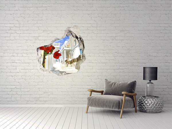 Autocolant 3D gaura cu priveliște Străzile fermecătoare ale Greciei