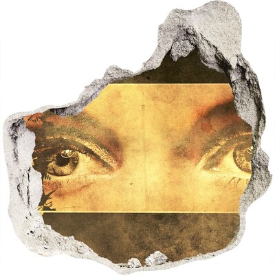 Fototapet 3D gaură în perete Ochii de după perete