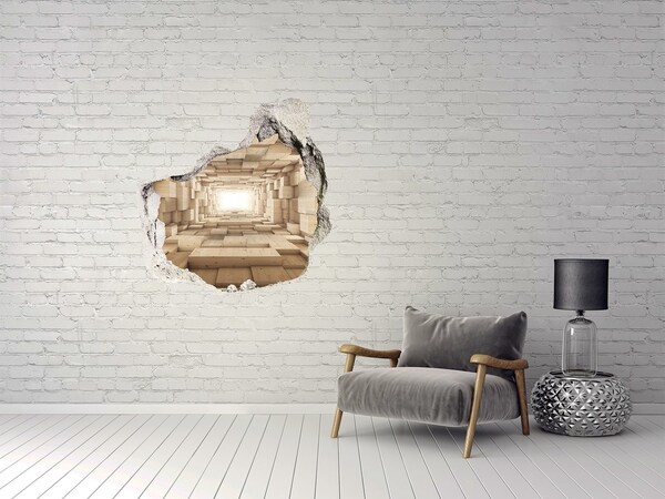 Autocolant gaură 3D Labirint de lemn în perete
