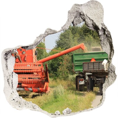 Autocolant un zid spart cu priveliște Mașini agricole în acțiune
