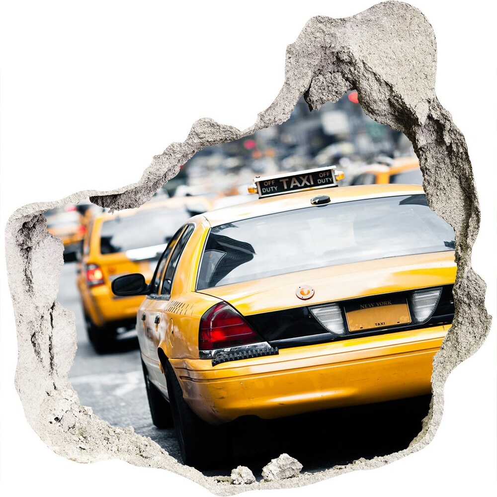 Fototapet 3D gaură în perete New York taxiuri
