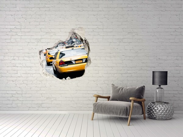 Fototapet 3D gaură în perete New York taxiuri