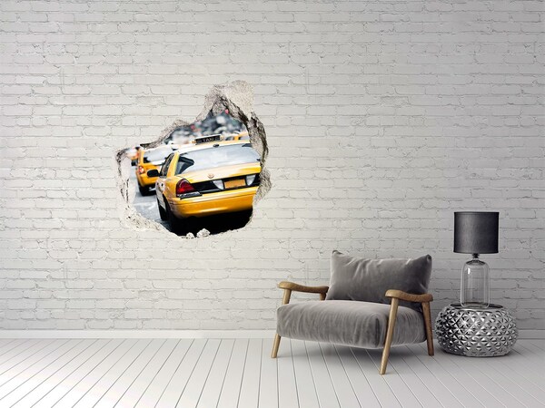 Fototapet 3D gaură în perete Taxiurile din New York în acțiune