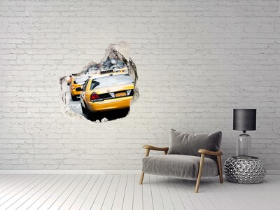 Fototapet 3D gaură în perete Taxiurile din New York în acțiune