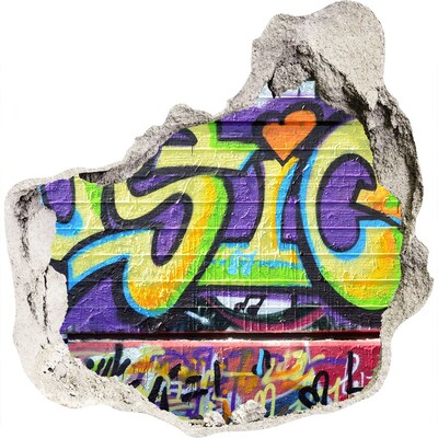 Autocolant un zid spart cu priveliște Graffiti pe un perete deteriorat