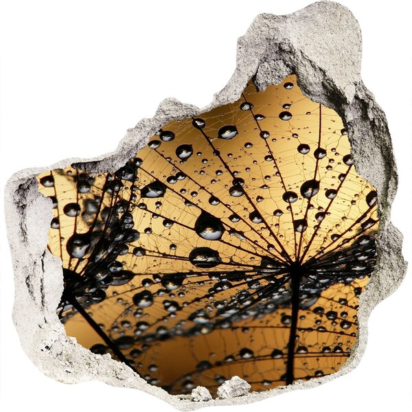 Fototapet un zid spart cu priveliște Picături pe frunze