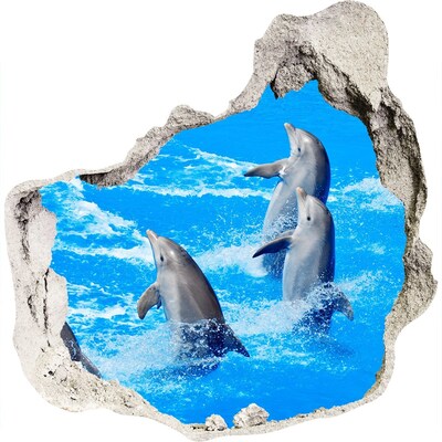 Fototapet un zid spart cu priveliște delfini