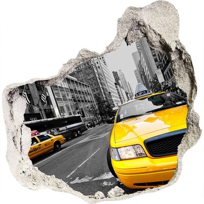 Autocolant 3D gaura cu priveliște Taxiurile din New York în acțiune