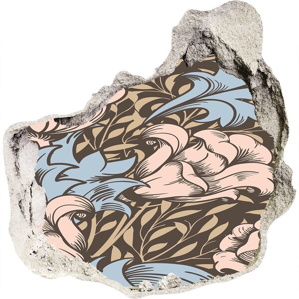 Autocolant 3D gaura cu priveliște Gaură în model floral de perete