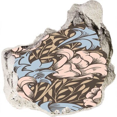 Autocolant 3D gaura cu priveliște Gaură în model floral de perete