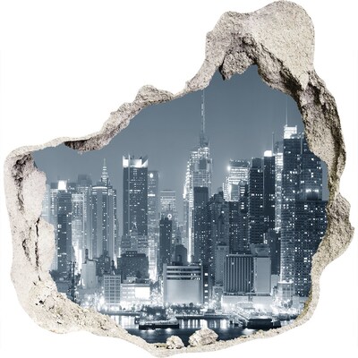 Autocolant 3D gaura cu priveliște Orizontul New York-ului noaptea