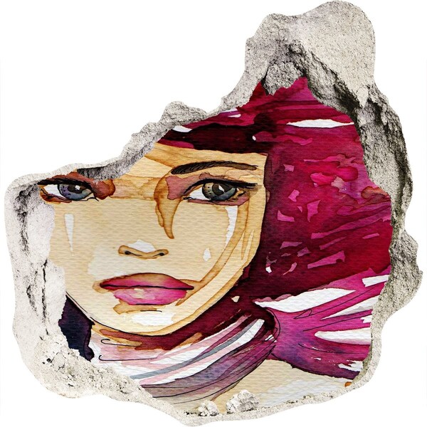 Fototapet 3D gaură în perete Portret cu accente roz