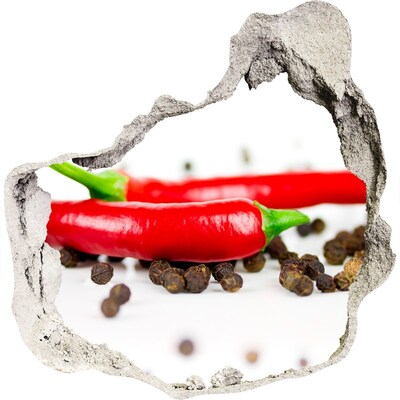 Fototapet 3D gaură în perete Chilli și piper