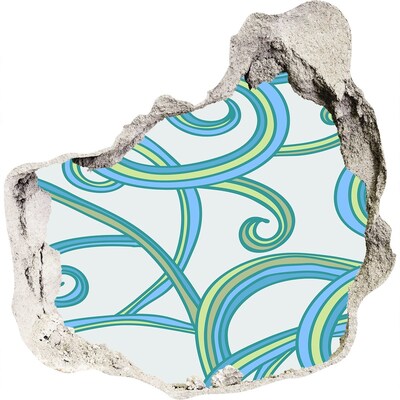 Autocolant de perete gaură 3D Valuri colorate pe fundalul peretelui
