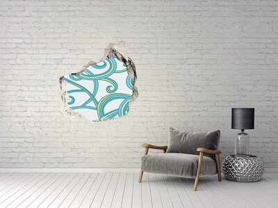 Autocolant de perete gaură 3D Valuri colorate pe fundalul peretelui