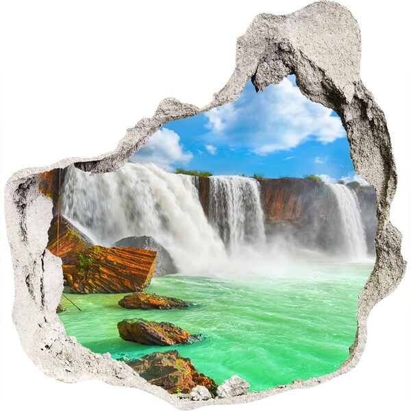 Fototapet 3D gaură în perete Cascade într-un paradis tropical