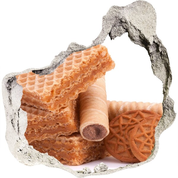 Fototapet 3D gaură în perete Vafe dulci într-o gaură