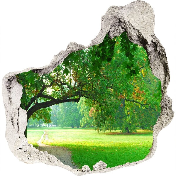 Autocolant de perete gaură 3D Parc verde la soare