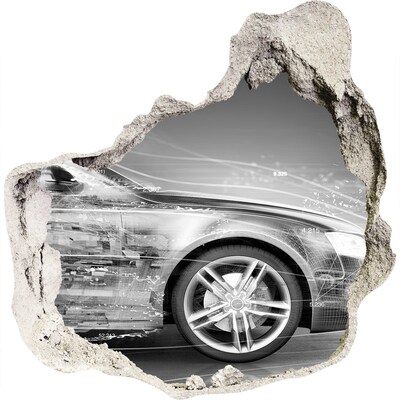 Autocolant un zid spart cu priveliște mașină în viteză