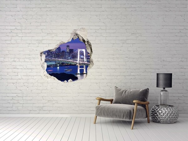 Autocolant gaură 3D Podul în lumina nopții