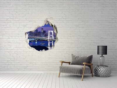 Autocolant gaură 3D Podul în lumina nopții