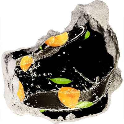 Autocolant de perete gaură 3D Cascadă de fructe într-o gaură în perete