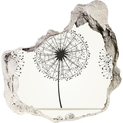 Autocolant gaură 3D Păpădii pe perete