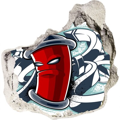 Autocolant 3D gaura cu priveliște Cană roșie cu graffiti