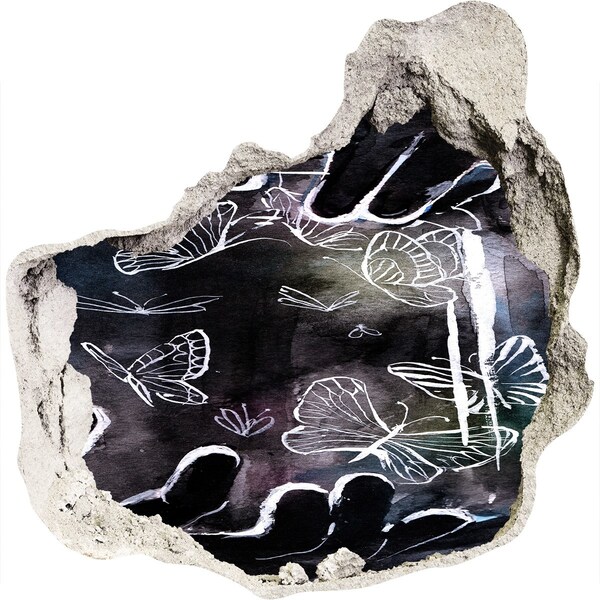 Autocolant un zid spart cu priveliște Fluturi într-un spațiu magic