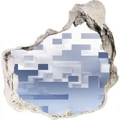 Fototapet un zid spart cu priveliște Spațiu abstract în nuanțe de albastru