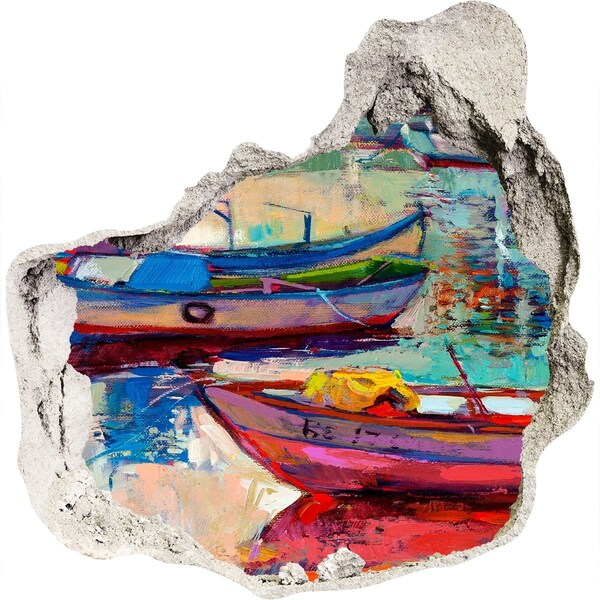 Autocolant gaură 3D Bărci pitorești pe apă